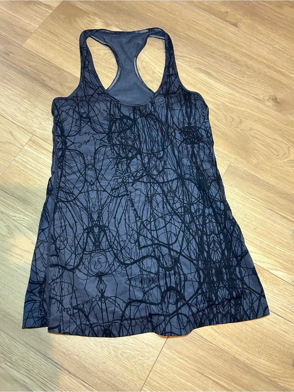 lululemon athletica Black Scribble Print Racerback Tank